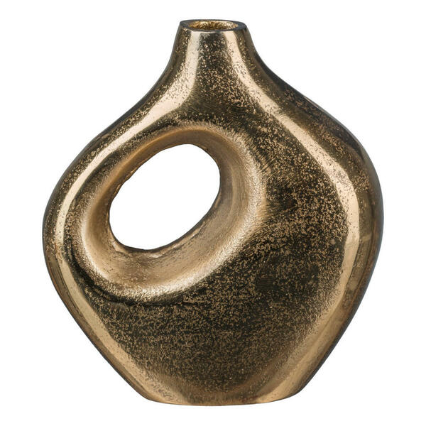 Vase, Gold, Metall, bauchig, 19x21x10 cm, zum Stellen, Dekoration