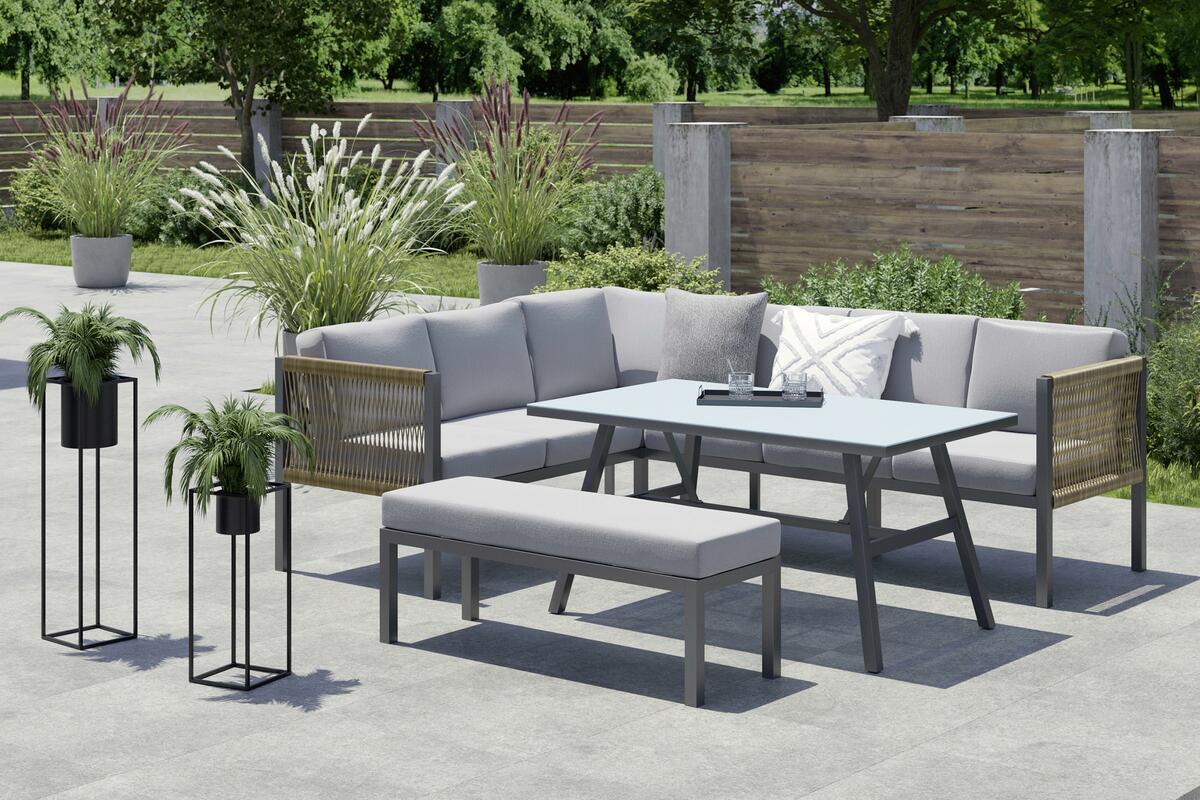 Bild 1 von Loungegarnitur Eliza in Anthrazit, 4-teilig, Hellgrau