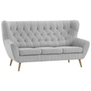 Stylife 3-Sitzer-Sofa Skagen, Hellgrau, Textil, Eiche, massiv, Uni, 187x101x95 cm, Typenauswahl, Fußauswahl, Stoffauswahl, Hocker erhältlich, Rücken echt, Wohnzimmer, Sofas & Couches, Sofas, 3-Sit