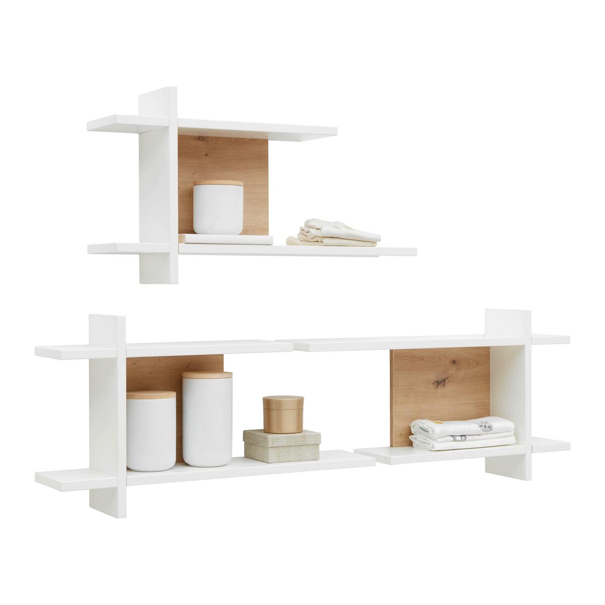 Bild 1 von Wandregal Luna White in Weiß/Eiche ca. 68x38x15cm, Weiß, Eiche Artisan