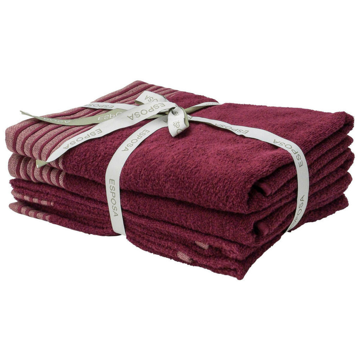 Bild 1 von Esposa Frottierset, Beere, Textil, 4-teilig, Karo, 50 cm, saugfähig, angenehm weich, schadstoffgeprüft, Badtextilien, Handtücher