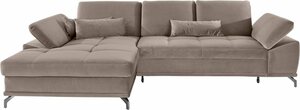 Places of Style Ecksofa Costello, incl. Sitztiefenverstellung und Armlehnfunktion, incl. 3 Nierenkissen, Braun