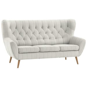 Stylife 3-Sitzer-Sofa Skagen, Creme, Textil, Eiche, massiv, Uni, 187x101x95 cm, Typenauswahl, Fußauswahl, Stoffauswahl, Hocker erhältlich, Rücken echt, Wohnzimmer, Sofas & Couches, Sofas, 3-Sitzer