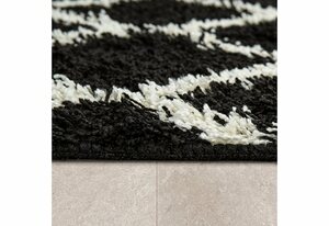Badematte Side 506 Paco Home, Höhe 24 mm, rutschhemmend beschichtet, fußbodenheizungsgeeignet, Polypropylen, rund, Badteppich, Rauten Design, waschbar, rechteckig & rund erhältlich, Schwarz