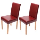 Bild 1 von 2er-Set Esszimmerstuhl Stuhl Küchenstuhl Littau ~ Kunstleder, rot, helle Beine