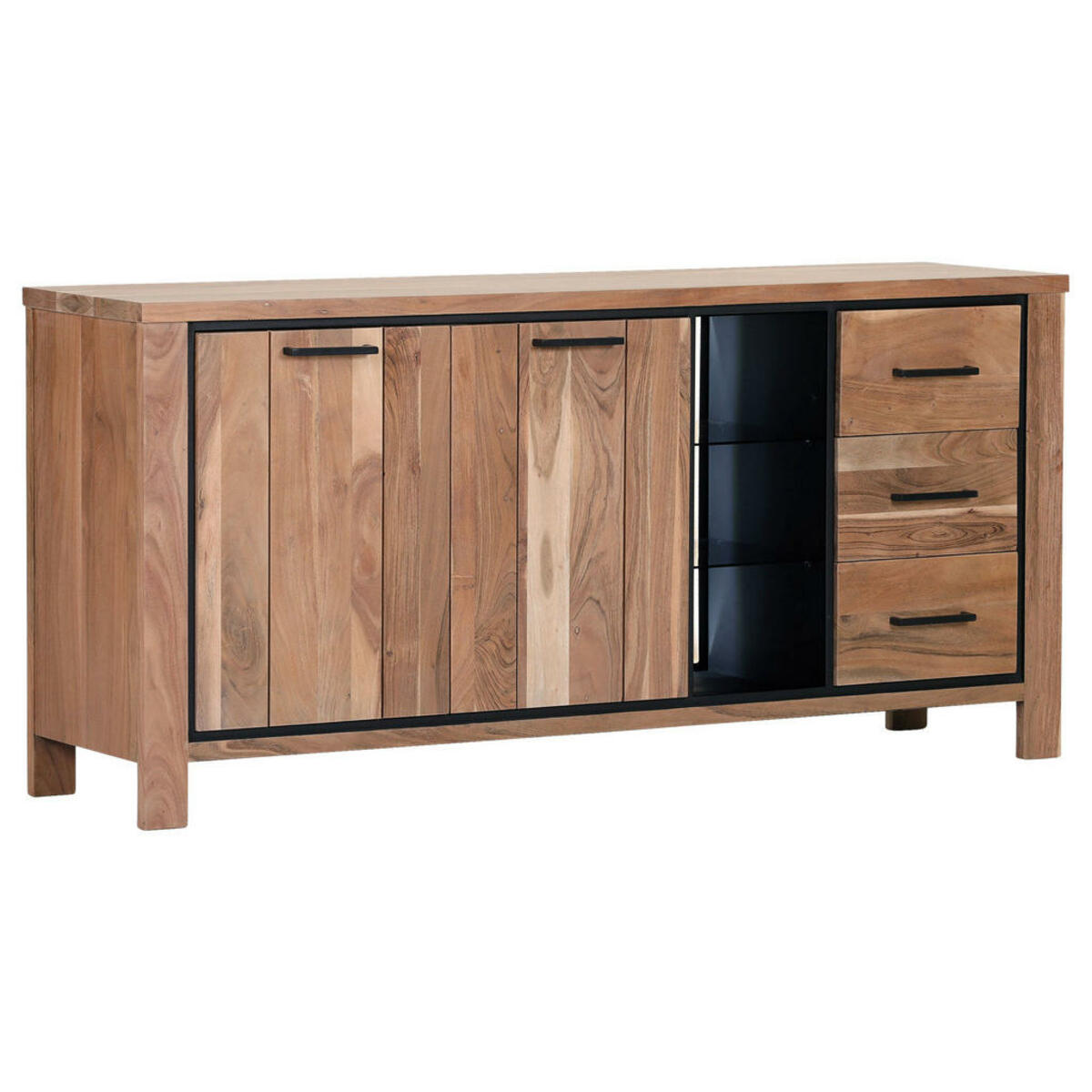 Bild 1 von Landscape Sideboard, Akazie, Metall, Akazie, massiv, 3 Fächer, 3 Schubladen, 170x80x44 cm, Beleuchtung, Beimöbel erhältlich, stehend, Schlafzimmer, Schlafzimmer Kommoden