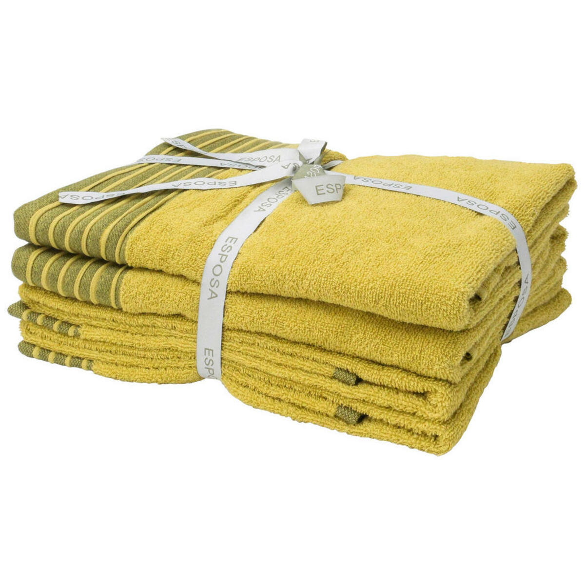 Bild 1 von Esposa Frottierset, Grün, Textil, 4-teilig, Karo, 50 cm, saugfähig, angenehm weich, schadstoffgeprüft, Badtextilien, Handtücher