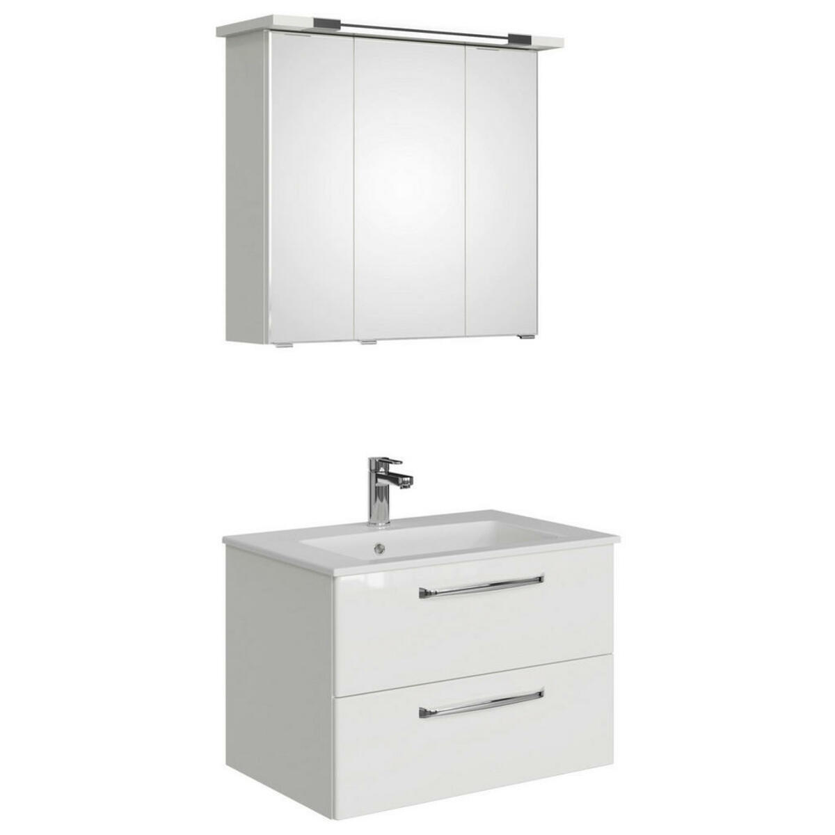 Bild 1 von Xora Badezimmer Trentino, Weiß Hochglanz, Metall, 6 Fächer, 2,2 Schubladen, 77 cm, Made in Germany, hängend, Typenvielfalt, Badezimmer, Badmöbelsets & -serien, Badmöbel-Sets