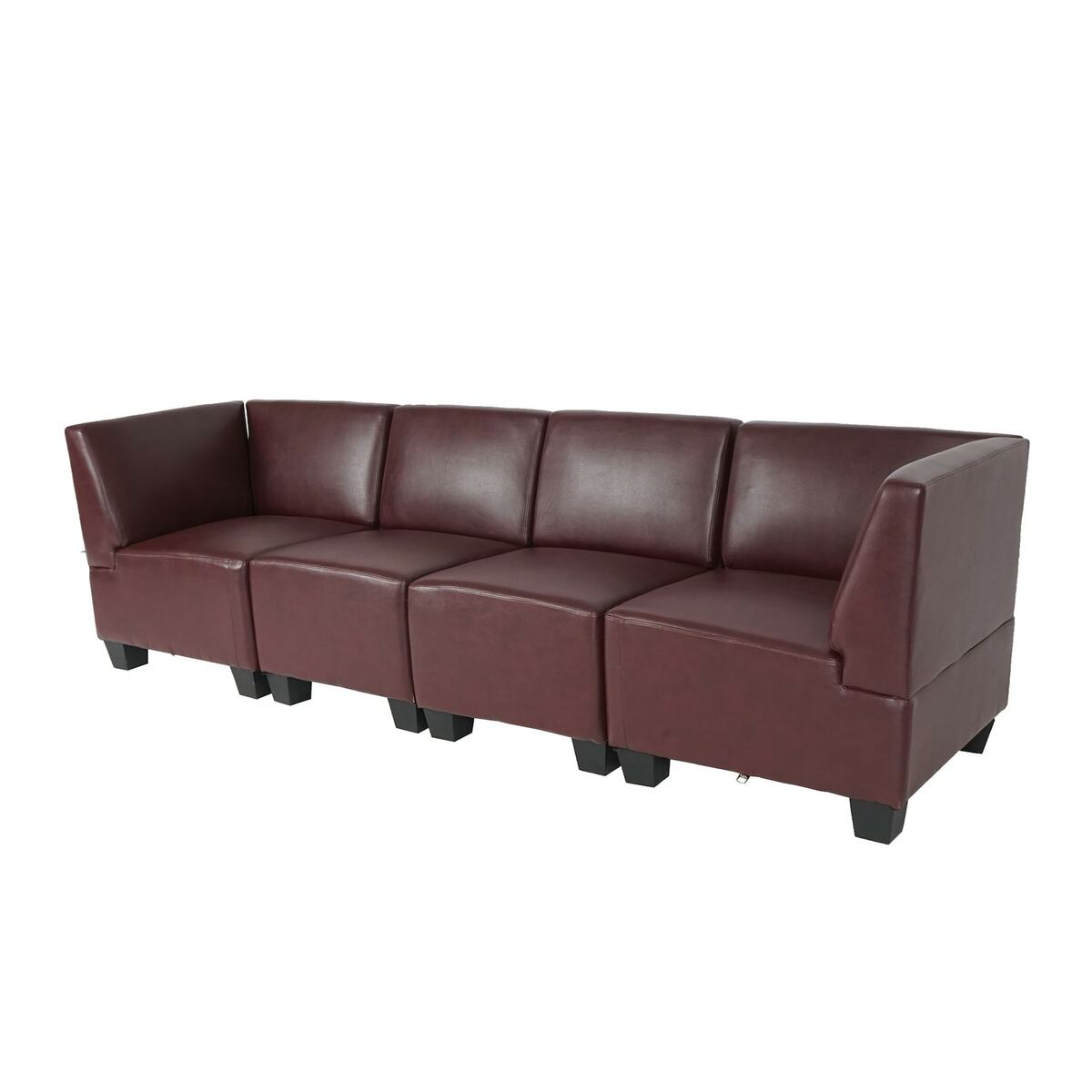 Bild 1 von Modular 4-Sitzer Sofa Couch Moncalieri, Kunstleder ~ rot-braun, hohe Armlehnen