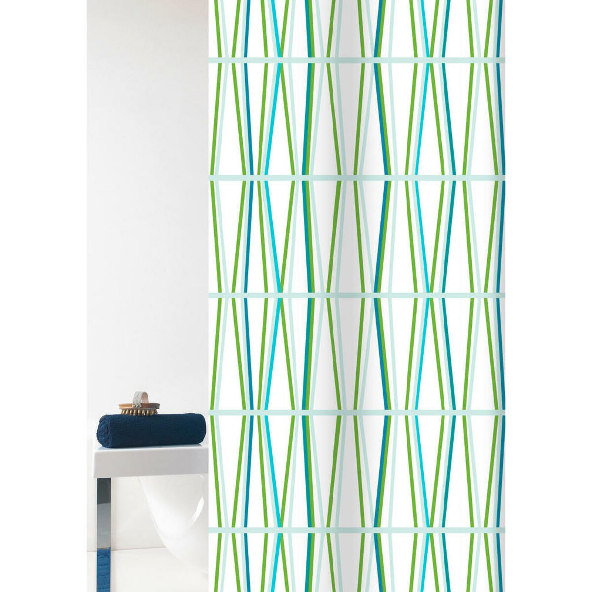 Bild 1 von Grund Duschvorhang Tenura, Weiß, Kunststoff, Streifen, 180 cm, Oeko-Tex® Standard 100, Made in Europe, Badtextilien, Duschvorhänge