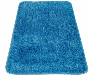 Badematte Sierra 815 Paco Home, Höhe 29 mm, rutschhemmend beschichtet, fußbodenheizungsgeeignet, Polyester, rechteckig, Badteppich, Uni Farben, besonders weich und flauschig, Blau