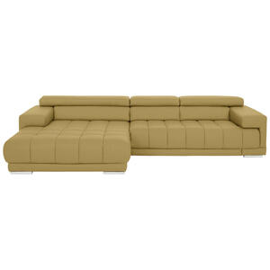 Beldomo Speed Ecksofa, Gelb, Leder, Echtleder, Semi-Anilinleder, 3-Sitzer, Ottomane links, L-Form, 330x190 cm, Typenauswahl, Fußauswahl, Lederauswahl, seitenverkehrt erhältlich, Hocker Rückenfutte