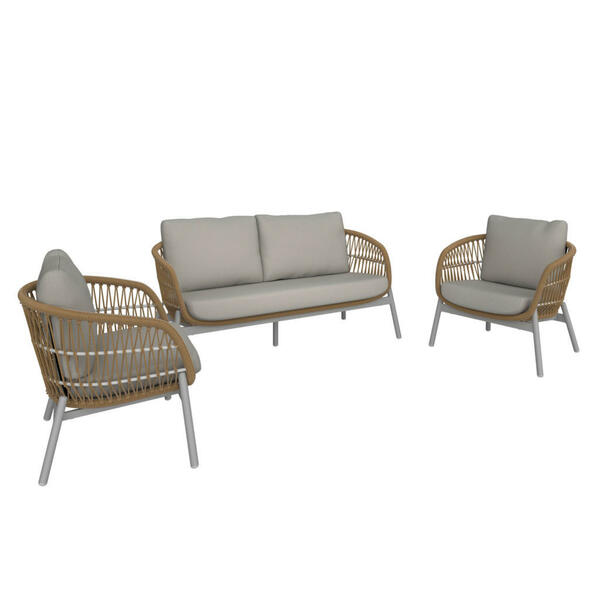 Ambia Garden Gartenset, Natur, Weiß, Beige, Metall, Kunststoff, Textil