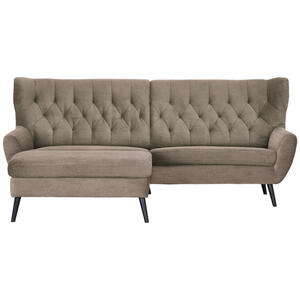 Stylife Ecksofa, Braun, Textil, Buche, vollmassiv, Uni, 4-Sitzer, Ottomane links, L-Form, 237x165 cm, Typenauswahl, Stoffauswahl, seitenverkehrt erhältlich, Rücken echt, Armteil links, rechts, Wohn