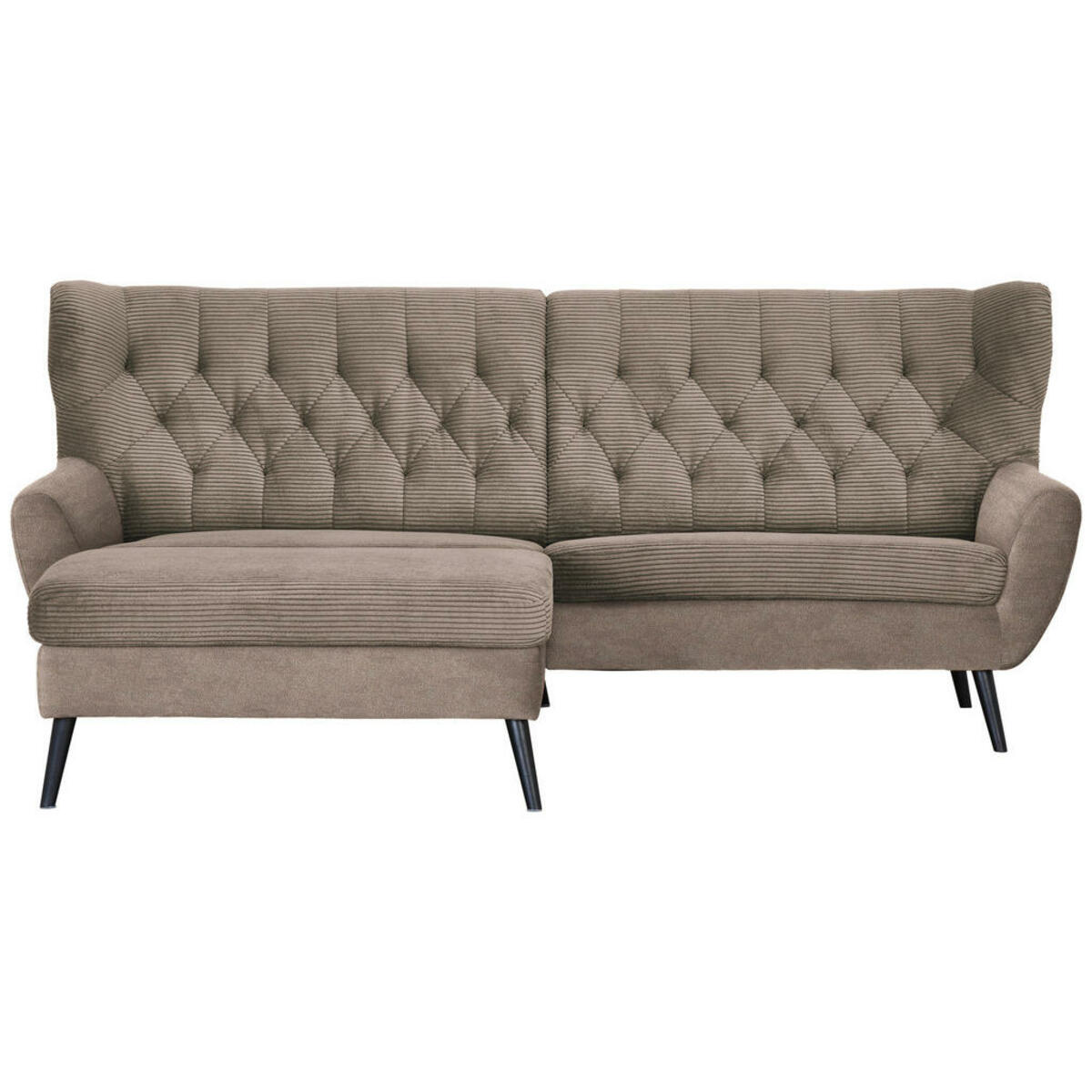 Bild 1 von Stylife Ecksofa, Braun, Textil, Buche, vollmassiv, Uni, 4-Sitzer, Ottomane links, L-Form, 237x165 cm, Typenauswahl, Stoffauswahl, seitenverkehrt erhältlich, Rücken echt, Armteil links, rechts, Wohn