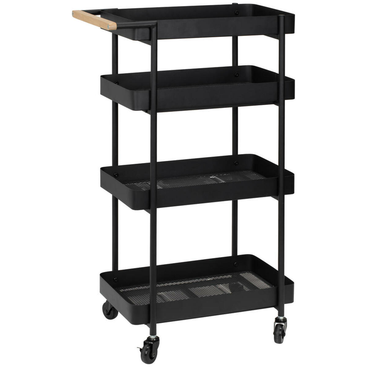 Bild 1 von PBJ Servierwagen, Schwarz, Holz, Esche, massiv, Rollen, 51.5x85.5x26 cm, einfacher Aufbau, Esszimmer, Barmöbel, Barwagen