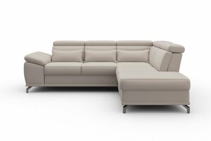 Sit&more Ecksofa Cabrio, mit Sitztiefenverstellung und Federkern, 3 Nierenkissen, Grau