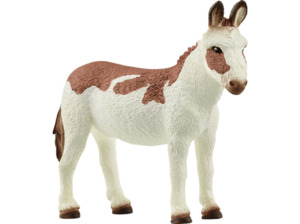 SCHLEICH 13961 Amerikanischer Esel, gefleckt Spielfigur Weiß/Braun, Weiß/Braun