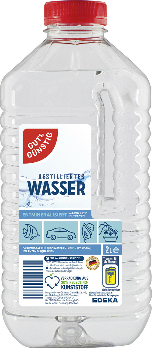 Bild 1 von Gut & Günstig Destilliertes Wasser 2L