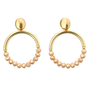 Damen Ohrringe mit Glasperlen BEIGE / GOLD