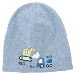 Baby Mütze mit Fahrzeuge-Print HELLGRAU / HELLBLAU