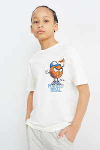 C&A Basketball-Kurzarmshirt, Weiß, Größe: 128