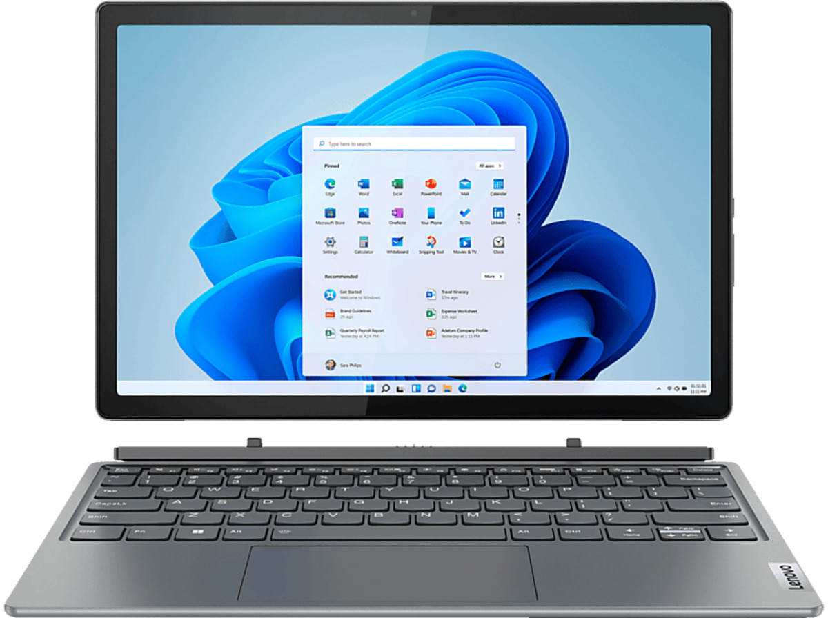 Bild 1 von LENOVO IdeaPad Duet 5i, 2-in-1 Notebook, mit 12,4 Zoll Display Touchscreen, Intel® Core™ i7 Prozessor, 16 GB RAM, 512 SSD, Intel®, Iris® Xe, Storm Grey Windows 11 Home (64 Bit), Storm Grey