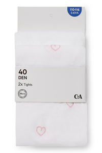 C&A Multipack 3er-Herz-Feinstrumpfhose-40 DEN, Weiß, Größe: 98-104