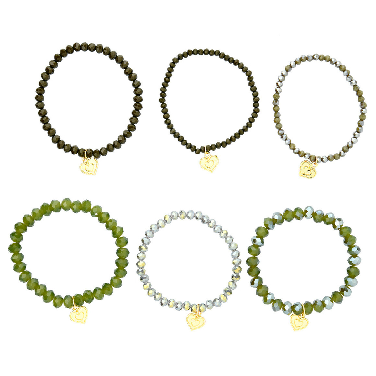 Bild 1 von 6 Damen Armbänder aus Glasperlen DUNKELGRÜN