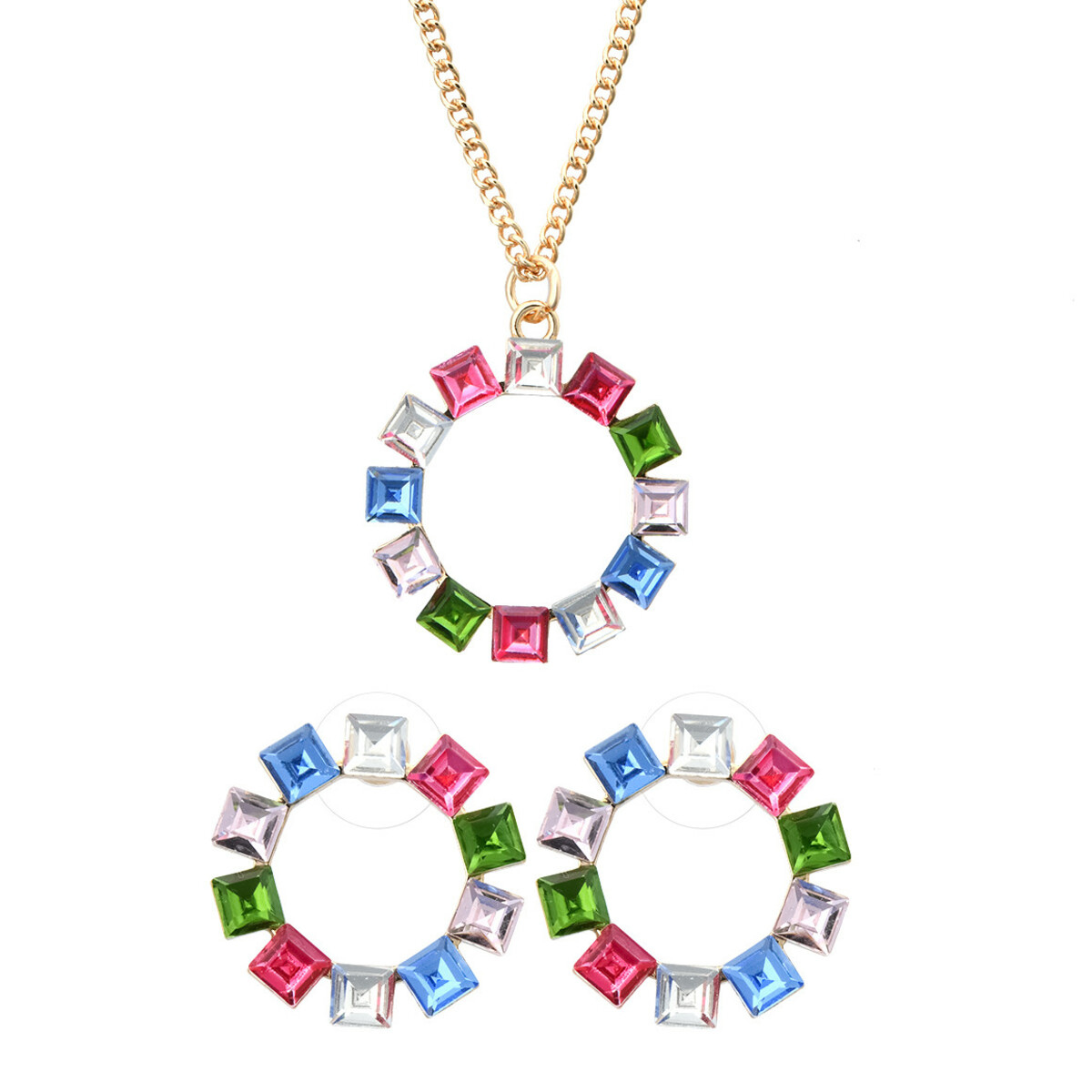 Bild 1 von Damen Kette und Ohrringe GOLD / BUNT