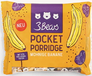 3Bears Pocket Porridge Mohnige Banane 55G