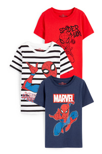 C&A Multipack 3er-Spider-Man-Kurzarmshirt, Blau, Größe: 98