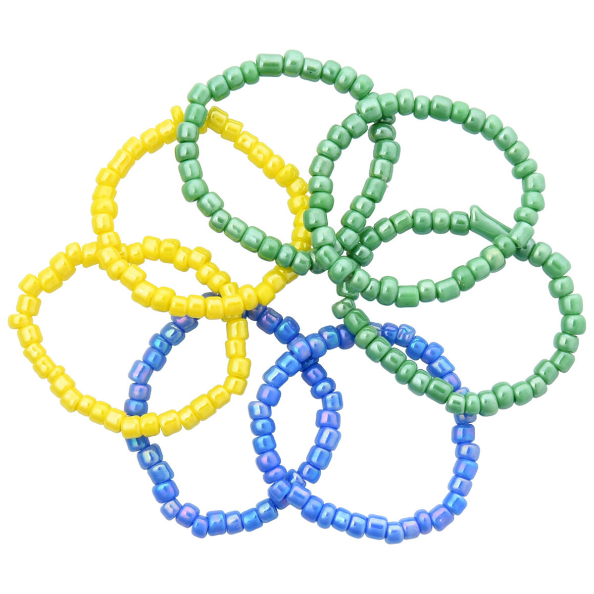 Bild 1 von 7 Damen Ringe elastisch GRÜN / BLAU / GELB