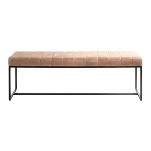 Bettbank 150 x 48 cm Schwarz/ Braun - Tiefe 38 cm - Metallgestell - Lederbezug