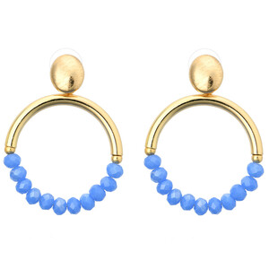 Damen Ohrringe mit Glasperlen BLAU / GOLD