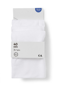 C&A Multipack 3er-Feinstrumpfhose-40 DEN, Weiß, Größe: 98-104