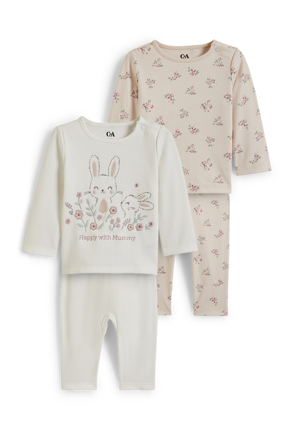 Bild 1 von C&A Multipack 2er-Häschen-Baby-Pyjama-4 teilig, Beige, Größe: 68