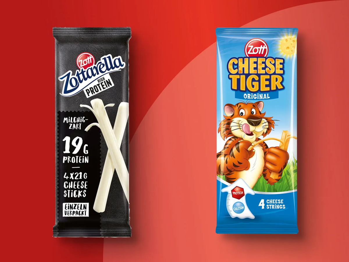 Bild 1 von Zott Cheese Tiger/Zottarella High Protein Cheese Sticks, 
         4x 21 g