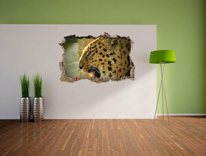 Wandtattoo Gähnender Leopard
