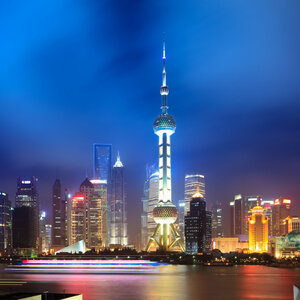 Nacht Shanghai Skyline - Druck