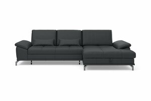 Places of Style Ecksofa Costello, incl. Sitztiefenverstellung und Armlehnfunktion, incl. 3 Nierenkissen, Schwarz