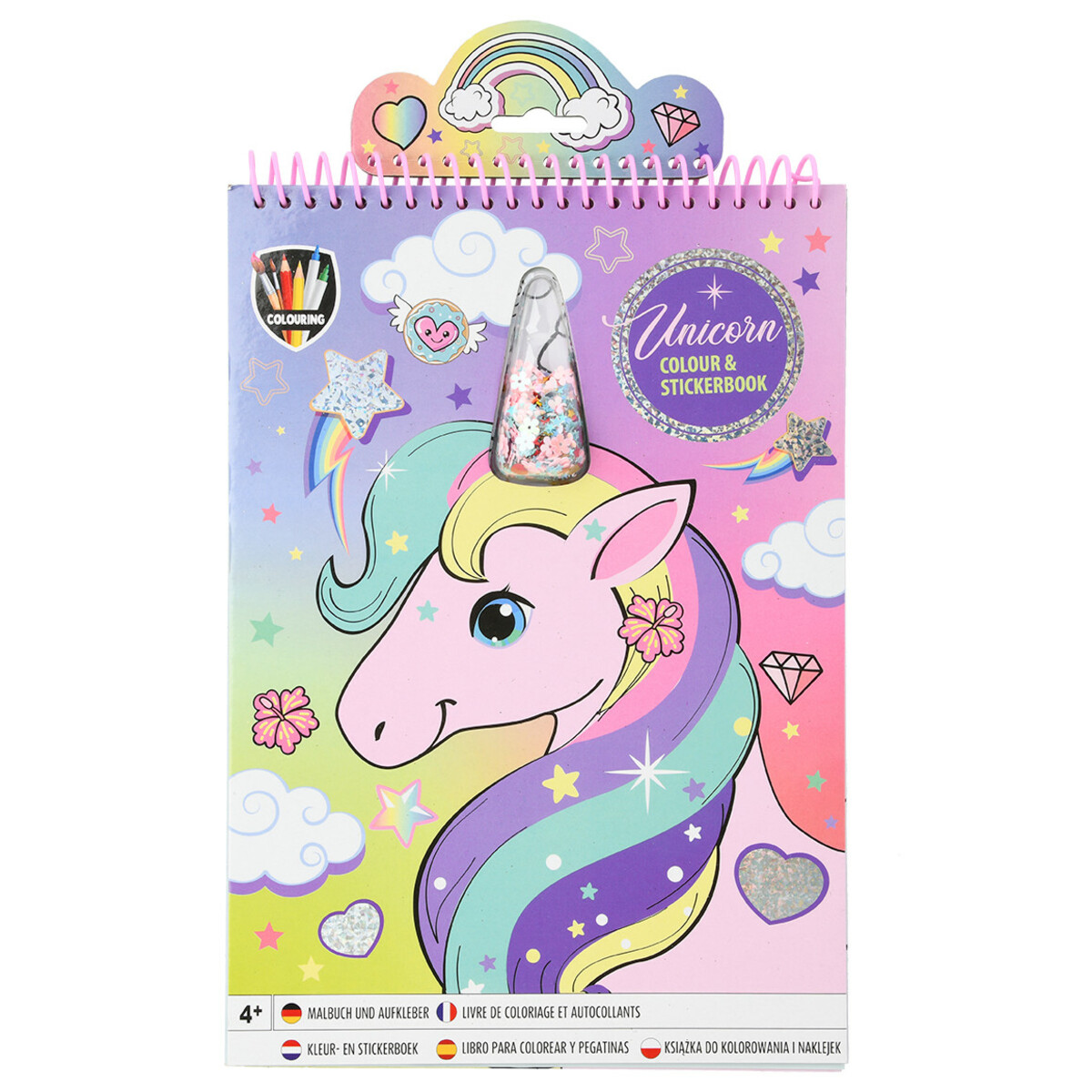 Bild 1 von Einhorn Sticker- und Malblock mit 16 Seiten LILA