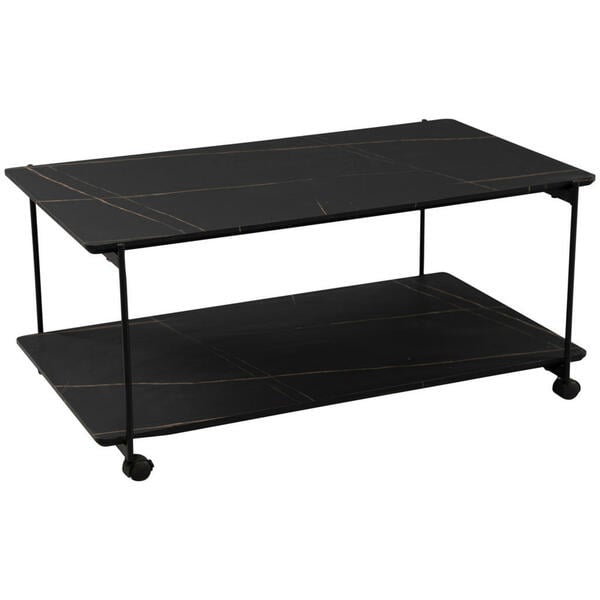 Bild 1 von Boxxx Couchtisch, Schwarz, Metall, Marmoroptik, rechteckig, Rundrohr, 62x45 cm, offenes Fach, Wohnzimmer, Wohnzimmertische, Couchtische, Couchtische Marmoroptik