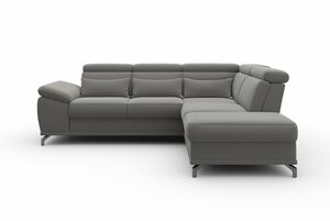 Sit&more Ecksofa Cabrio, mit Sitztiefenverstellung und Federkern, 3 Nierenkissen, Grau
