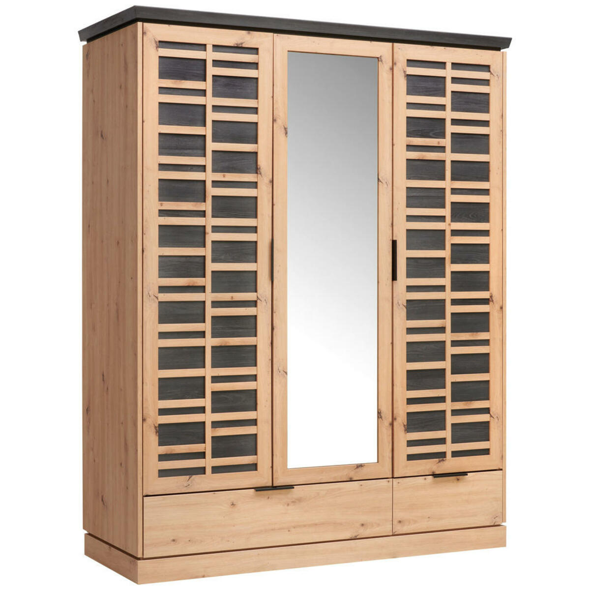 Bild 1 von Xora Kleiderschrank, Eiche Artisan, Metall, 5 Fächer, 2 Schubladen, 152.7x195.2x60.2 cm, Beimöbel erhältlich, Schlafzimmer, Kleiderschränke, 3- türige Kleiderschränke