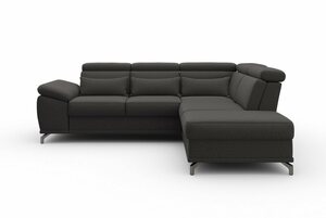 Sit&more Ecksofa Cabrio, mit Sitztiefenverstellung und Federkern, 3 Nierenkissen, Grau