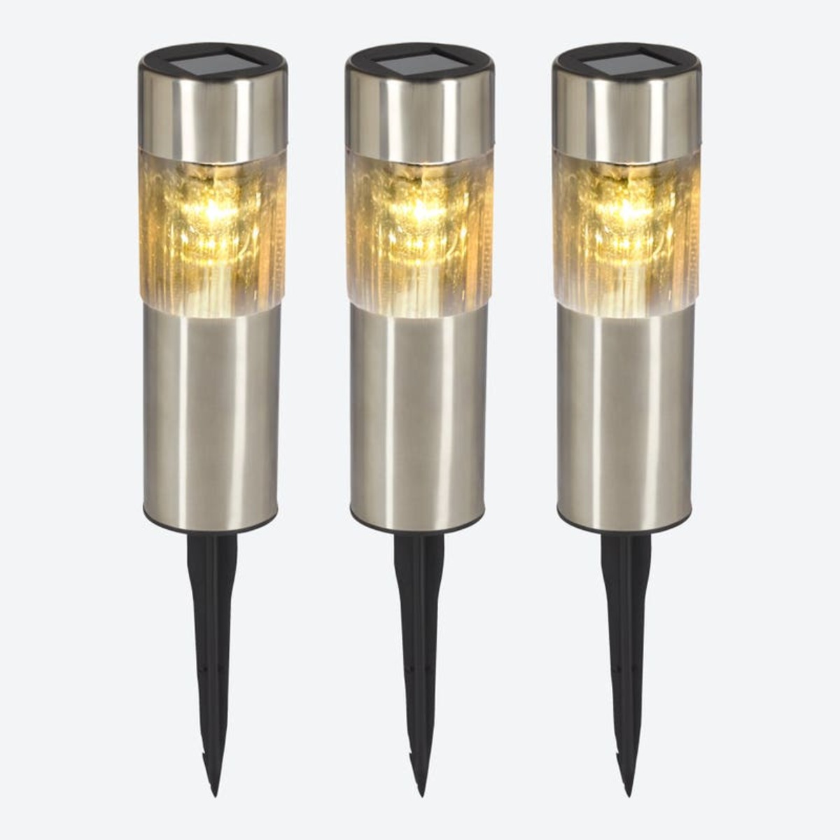 Bild 1 von Solar-Stecker aus Edelstahl, 3er-Pack, ca. 5x5x25cm