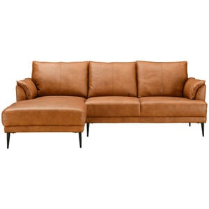 Livetastic Ecksofa, Rost, Leder, Echtleder, Rindleder, 3-Sitzer, L-Form, Ottomane links, 233x153 cm, Wohnzimmer, Sofas & Couches, Wohnlandschaften, Ledersofas