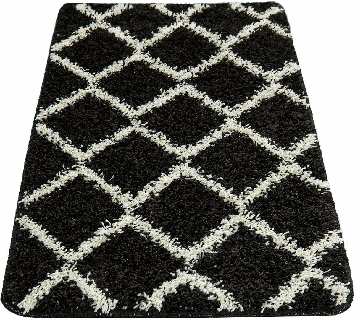 Bild 1 von Badematte Side 506 Paco Home, Höhe 24 mm, rutschhemmend beschichtet, fußbodenheizungsgeeignet, Polypropylen, rechteckig, Badteppich, Rauten Design, waschbar, rechteckig & rund erhältlich, Schwarz