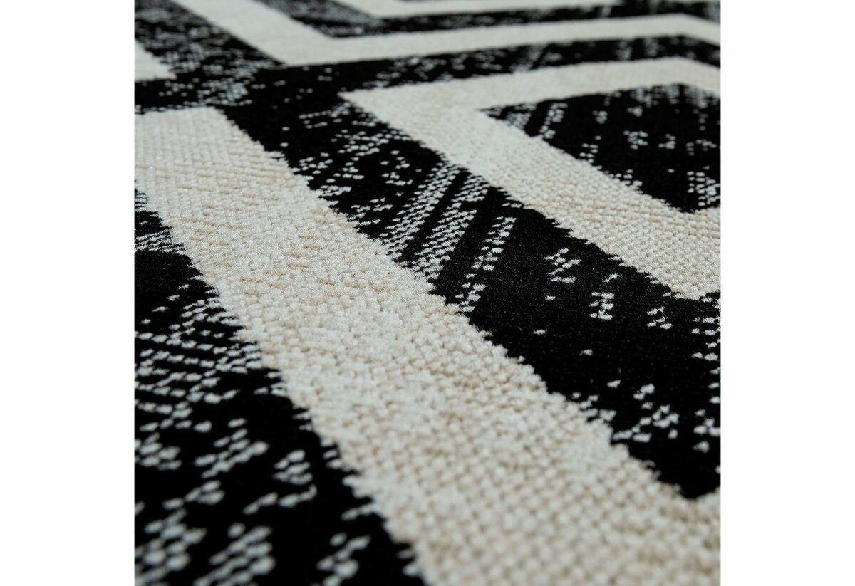 Bild 1 von Teppich Poco 821, Paco Home, rund, Höhe: 6 mm, Kurzflor, Rauten-Design, In- und Outdoor geeignet, Schwarz|weiß